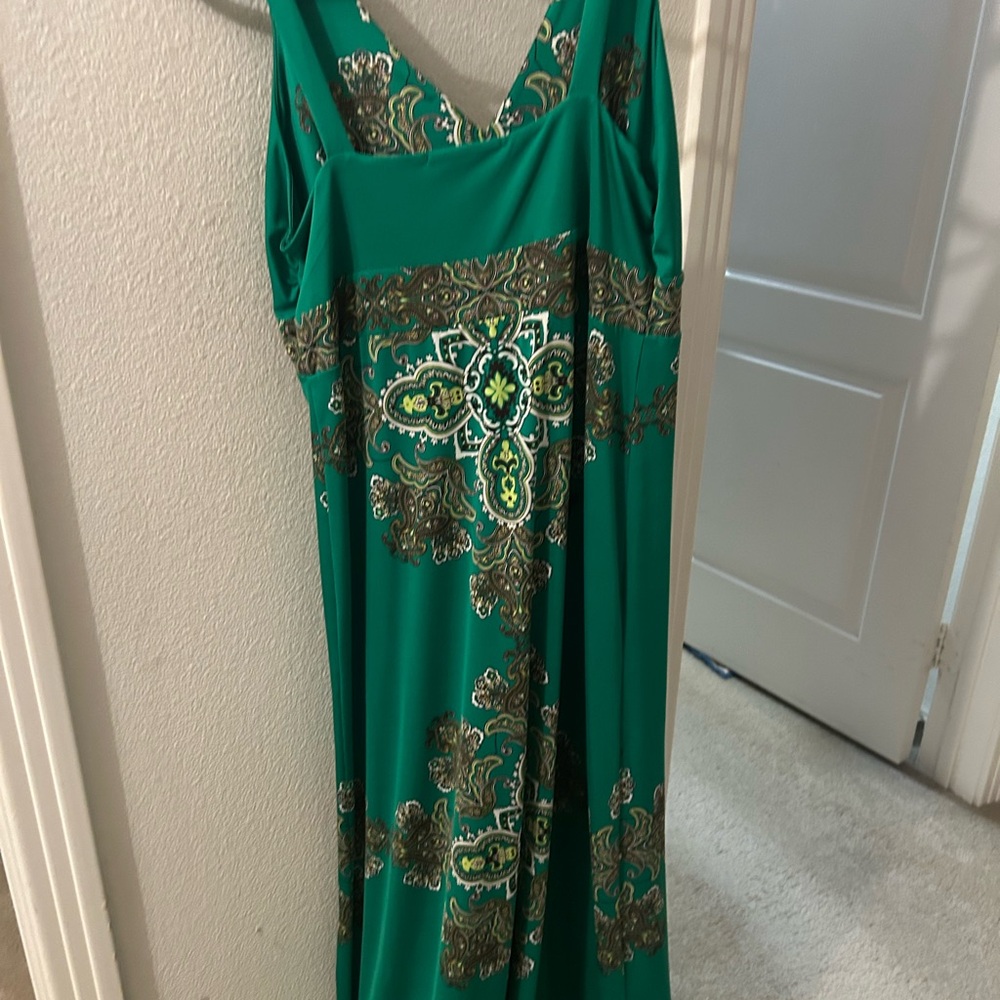 INC International Concepts Green Sleeveless V-Neck Sundress